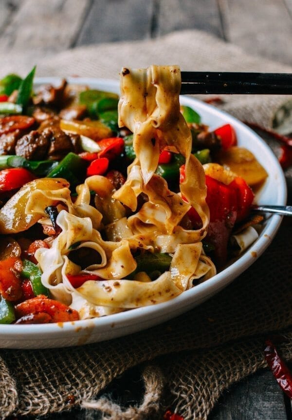 Big Plate Chicken (Chinese Da Pan Ji) with Noodles, by thewoksoflife.com