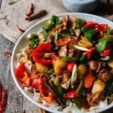 Big plate chicken with noodles