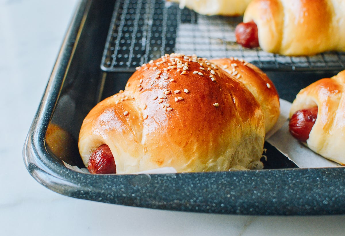 Chinese Hot Dog Buns, by thewoksoflife.com