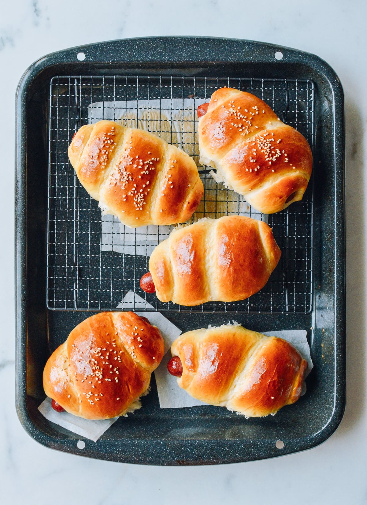 Chinese Hot Dog Buns, by thewoksoflife.com