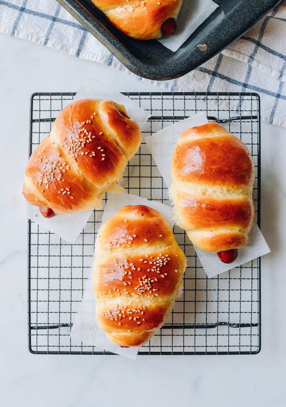 Chinese Hot Dog Buns, by thewoksoflife.com