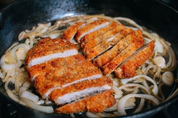 Katsudon Japanese Pork Cutlet and Egg Rice Bowl, by thewoksoflife.com