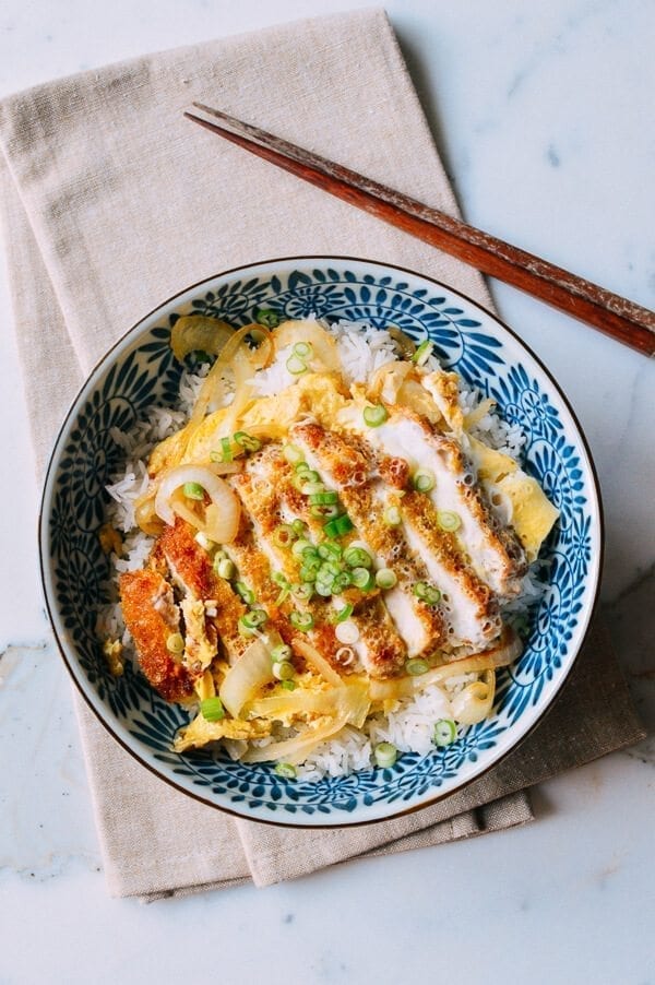 Katsudon Japanese Pork Cutlet and Egg Rice Bowl, by thewoksoflife.com