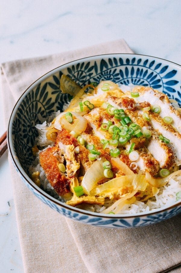 Katsudon Japanese Pork Cutlet and Egg Rice Bowl, by thewoksoflife.com