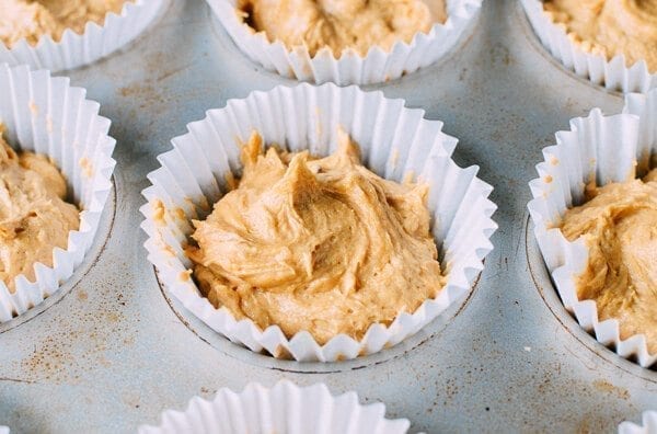 Peanut Butter Cupcakes w/ Black Sesame Frosting, by thewoksoflife.com