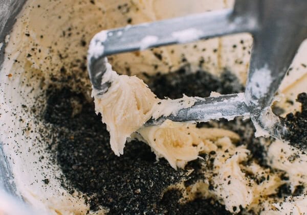 Peanut Butter Cupcakes w/ Black Sesame Frosting, by thewoksoflife.com