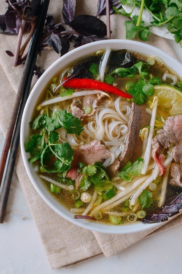 Pho (Vietnamese Beef Noodle Soup), by thewoksoflife.com