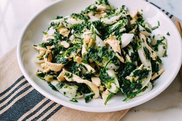 Shanghai Rice Cake Stir-fry w/ Greens, by thewoksoflife.com