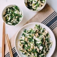 Shanghai Rice Cake Stir-fry w/ Shepherd's Purse, by thewoksoflife.com