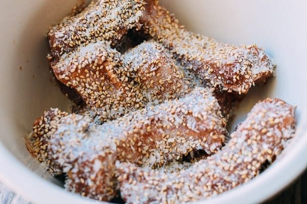 Chinese Ribs w/ a Sesame Crust, by thewoksoflife.com