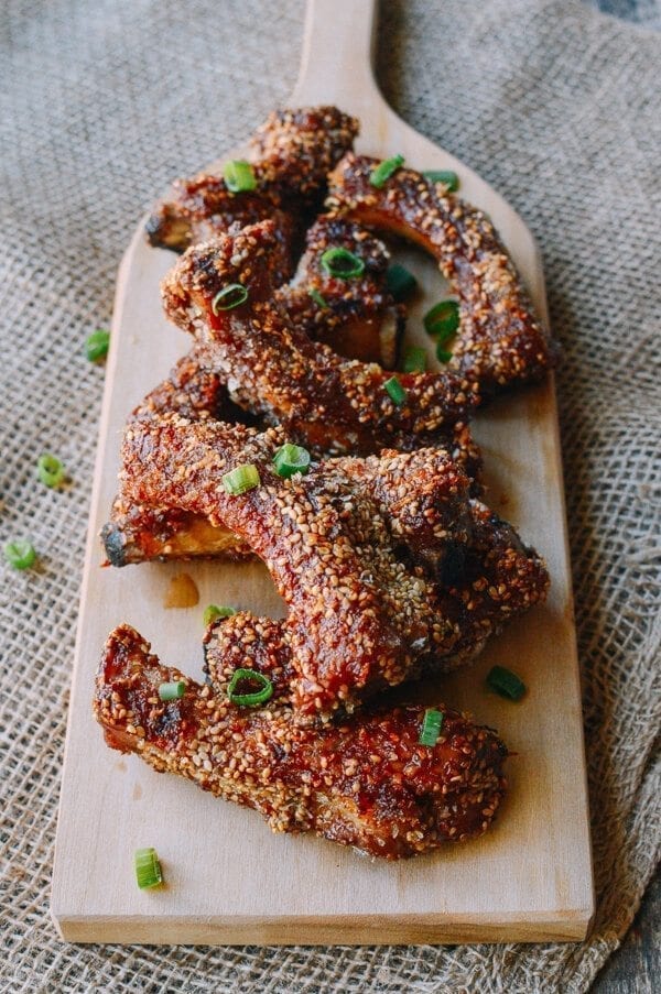 Chinese Ribs w/ a Sesame Crust, by thewoksoflife.com