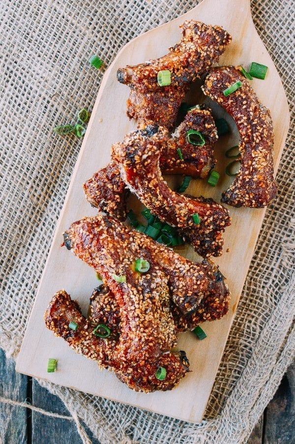 Chinese Ribs w/ a Sesame Crust, by thewoksoflife.com