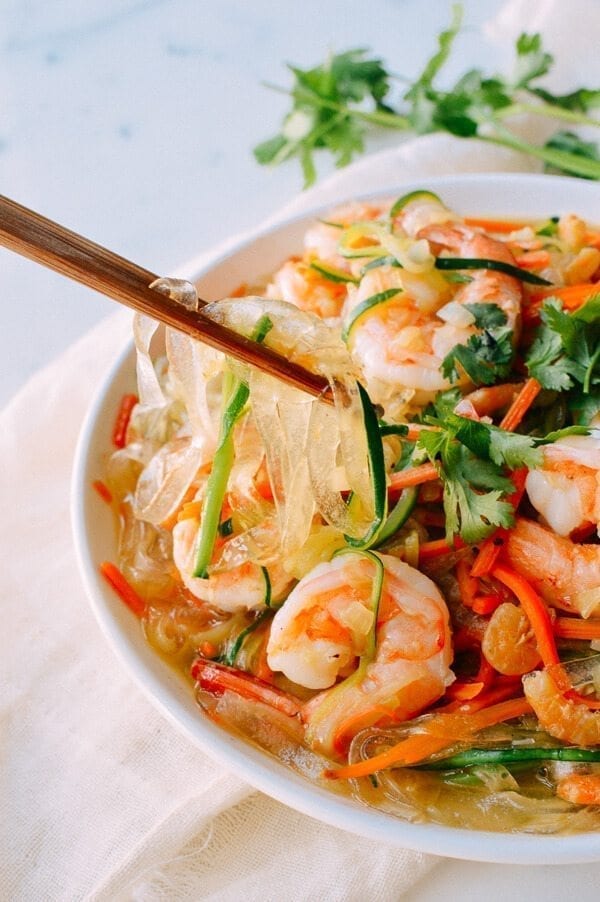 Vegetable Noodles with Shrimp, by thewoksoflife.com