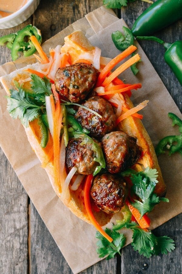 Meatball Banh Mi Recipe, by thewoksoflife.com