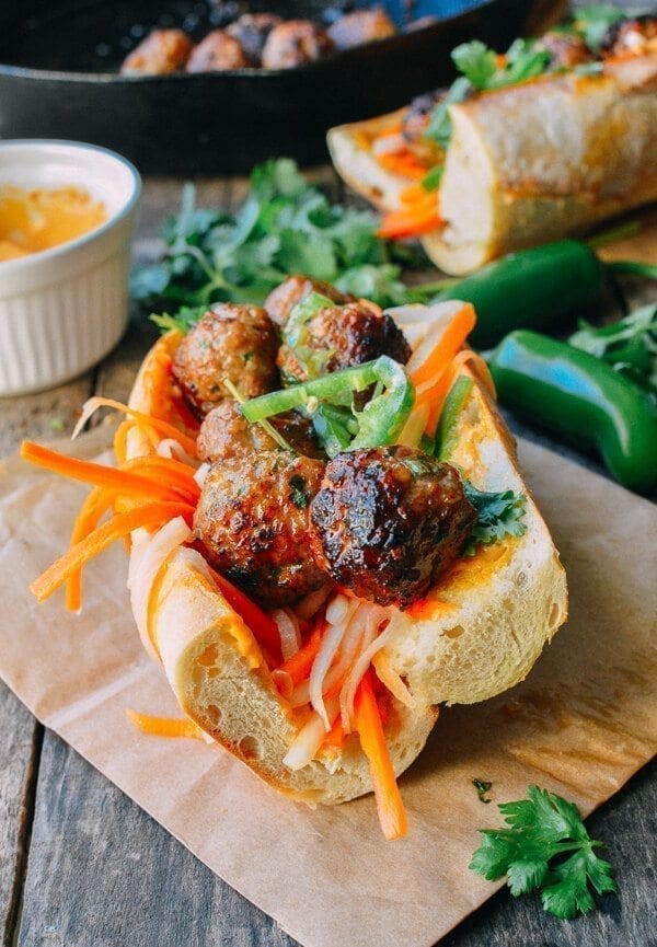 Meatball Banh Mi Recipe, by thewoksoflife.com
