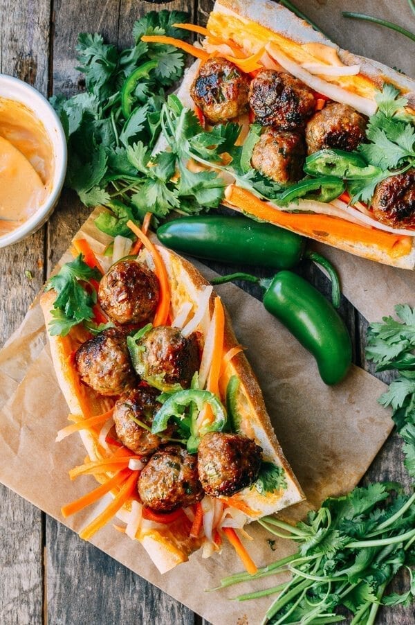 Meatball Banh Mi Recipe, by thewoksoflife.com