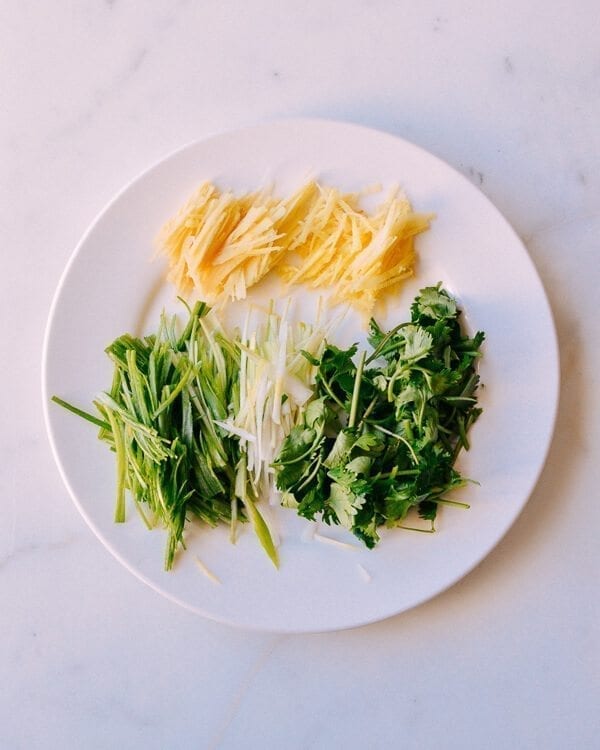 Steamed Whole Fish - Chinese Style - aromatics, by thewoksoflife.com