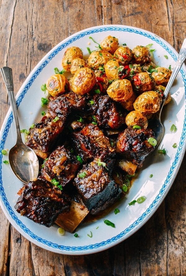 Asian Braised Short Ribs with Chili Lime Potatoes, by thewoksoflife.com