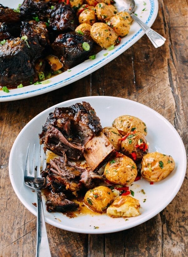 Asian Braised Short Ribs with Chili Lime Potatoes, by thewoksoflife.com