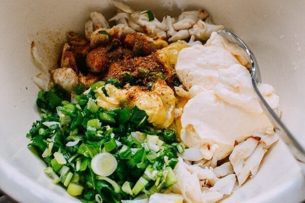 Sesame Panko Crab Cakes with Cilantro Lime Tartar Sauce, by thewoksoflife.com