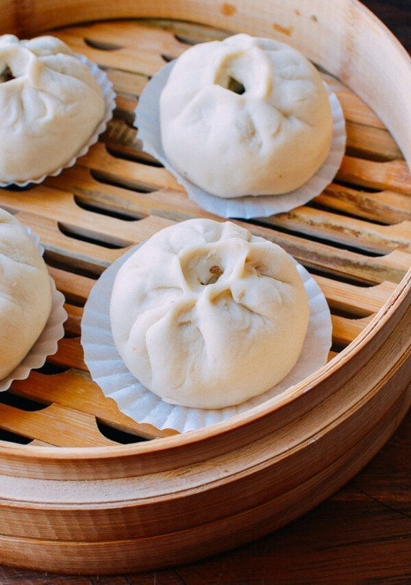 Steamed BBQ Pork Buns (Char Siu Bao), by thewoksoflife.com