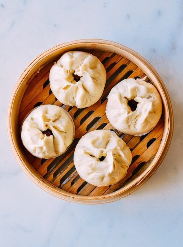 Steamed BBQ Pork Buns (Char Siu Bao), by thewoksoflife.com