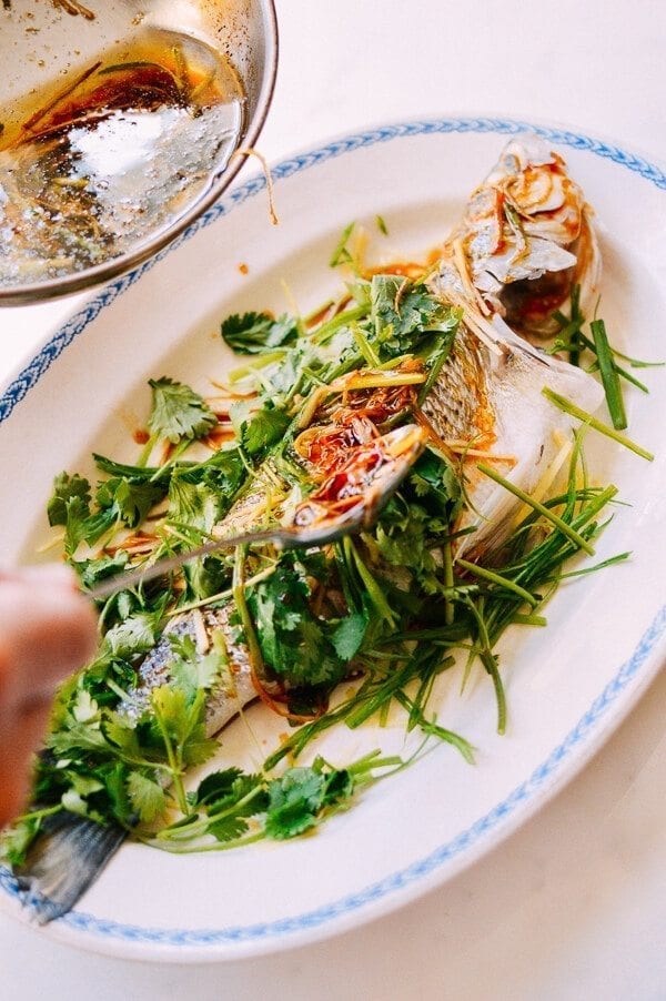 Steamed Whole Fish - Chinese Style, by thewoksoflife.com