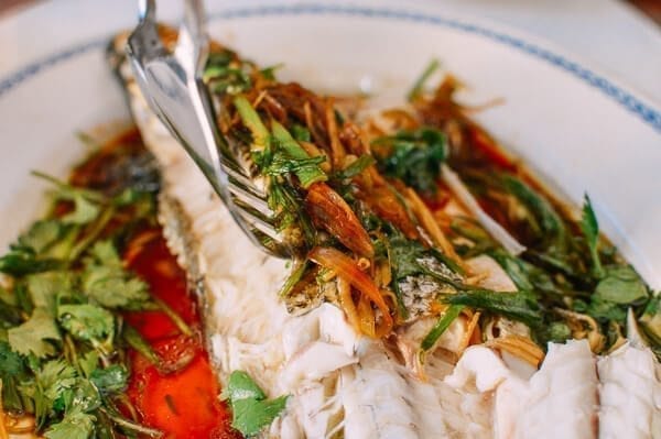 Chinese Steamed Whole Fish, by thewoksoflife.com