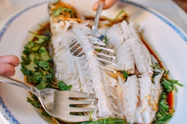 How to serve a Chinese Steamed Whole Fish, by thewoksoflife.com