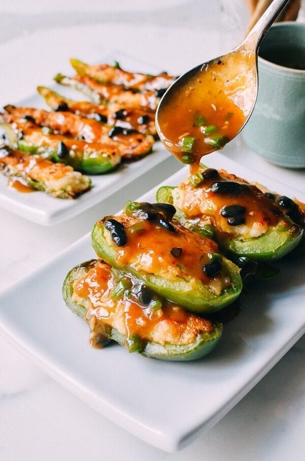 Chinese Stuffed Peppers, Classic Dim Sum Recipe, by thewoksoflife.com, by thewoksoflife.com