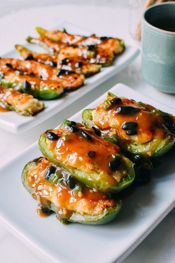 Chinese Stuffed Peppers, Classic Dim Sum Recipe, by thewoksoflife.com