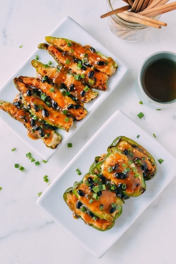 Chinese Stuffed Peppers, Classic Dim Sum Recipe, by thewoksoflife.com, by thewoksoflife.com