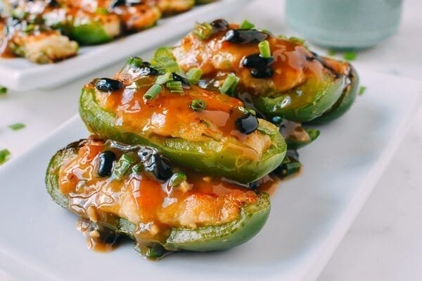 Chinese Stuffed Peppers, Classic Dim Sum Recipe, by thewoksoflife.com