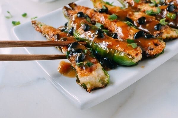 Chinese Stuffed Peppers, Classic Dim Sum Recipe, by thewoksoflife.com