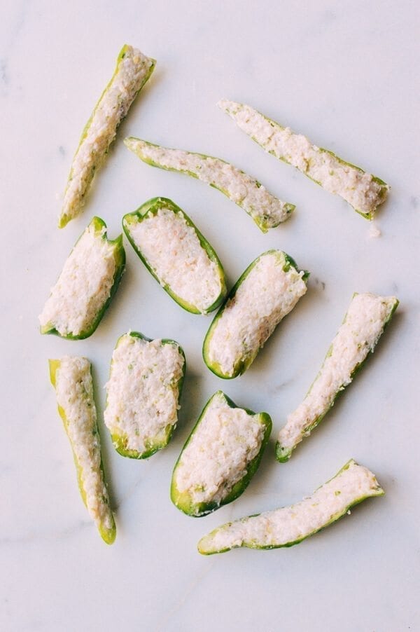 Chinese Stuffed Peppers, Classic Dim Sum Recipe, by thewoksoflife.com