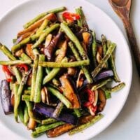 Eggplant String Bean Stir-fry, by thewoksoflife.com