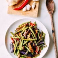 Eggplant string bean stir-fry