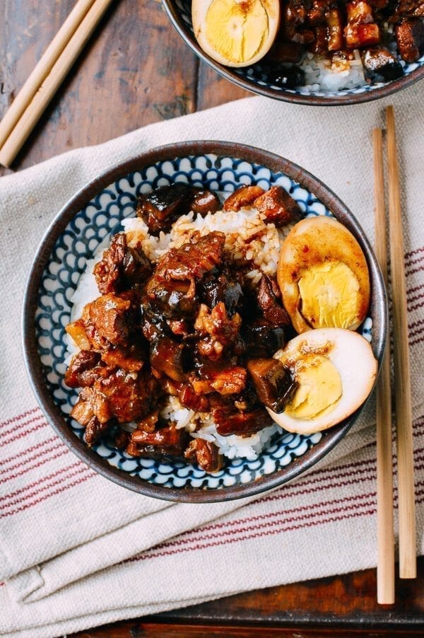Lu Rou Fan (Taiwanese Braised Pork Rice Bowl), by thewoksoflife.com
