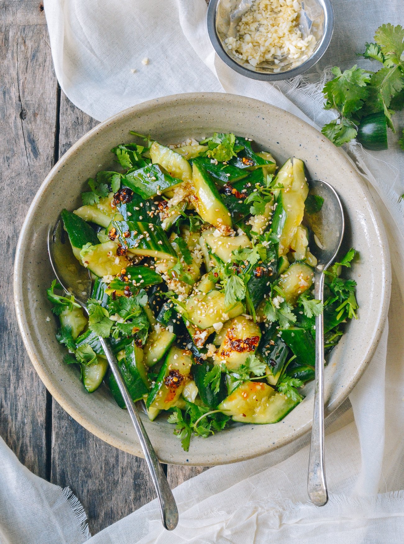 smashed asian cucumber salad