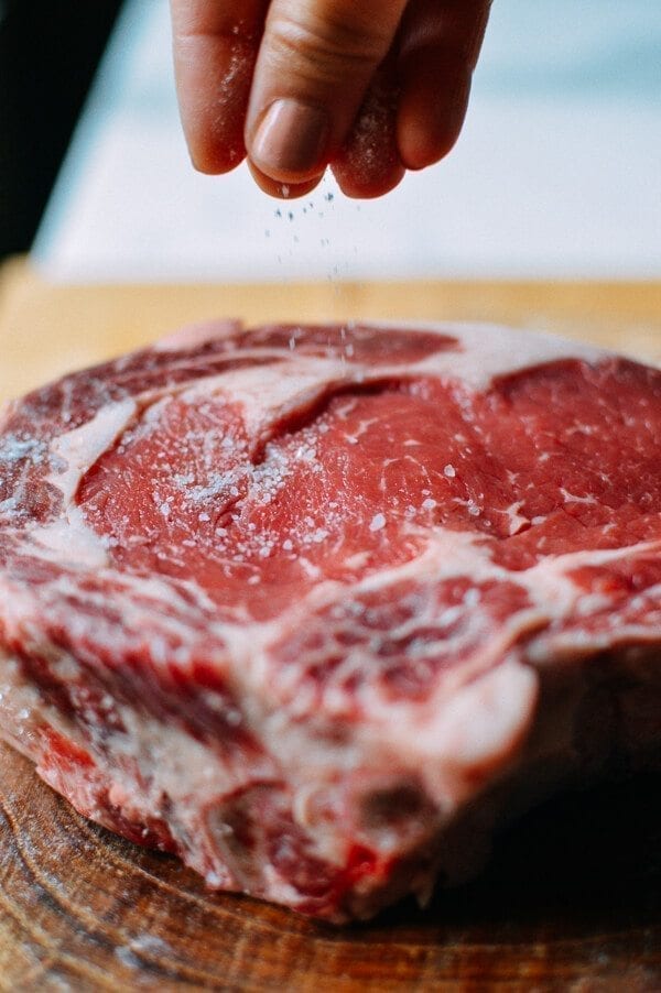 Grilled Ribeye With Soy Butter Glaze, by thewoksoflife.com