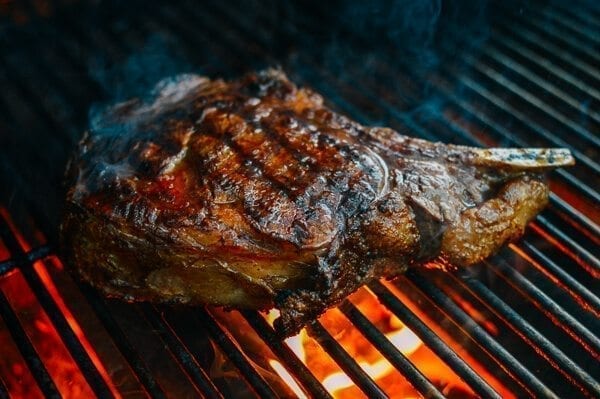 Grilled Ribeye With Soy Butter Glaze, by thewoksoflife.com