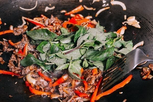 Thai Basil Beef (Pad Gra Prow), by thewoksoflife.com