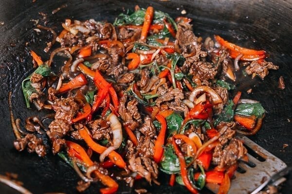 Thai Basil Beef (Pad Gra Prow), by thewoksoflife.com