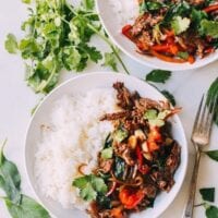 Thai Basil Beef (Pad Gra Prow), by thewoksoflife.com