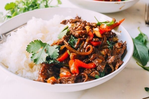 Thai Basil Beef (Pad Gra Prow), by thewoksoflife.com