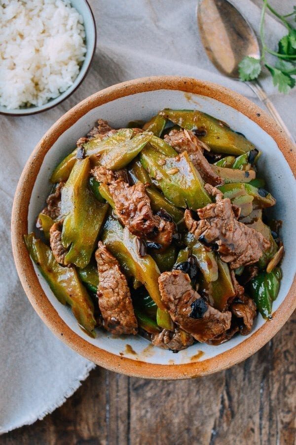 Beef with Bitter Melon, by thewoksoflife.com