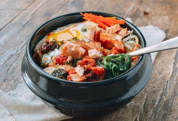 Salmon Bibimbap Korean Rice Bowl by thewoksoflife.com