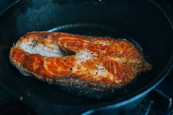 Salmon Bibimbap Korean Rice Bowl by thewoksoflife.com