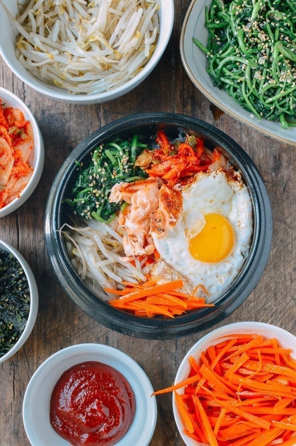 Salmon Bibimbap Korean Rice Bowl by thewoksoflife.com
