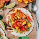Shrimp Tacos w/ Grilled Mango & Mint Guacamole